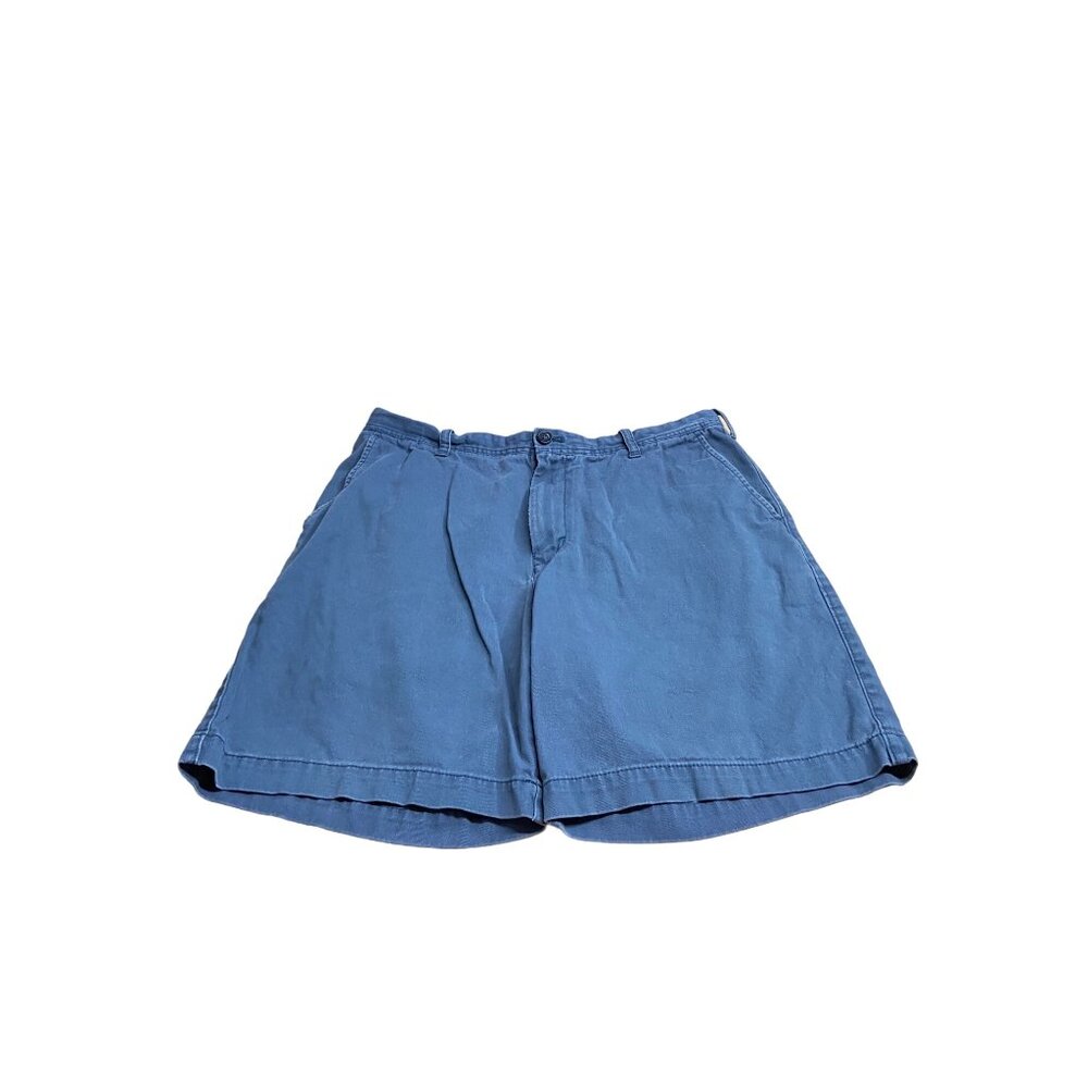 Izod Mens Chino Shorts Size 36 Blue Flat Front Cotton Golf Classicore Preppy